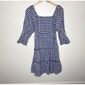 Mikarose Blue Gingham Plaid Dress Women's XS The Dallas‎ Western Summer Preppy